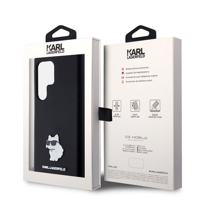 Case for Samsung Galaxy S23 Ultra S918, Karl Lagerfeld, Silicone Choupette, Black