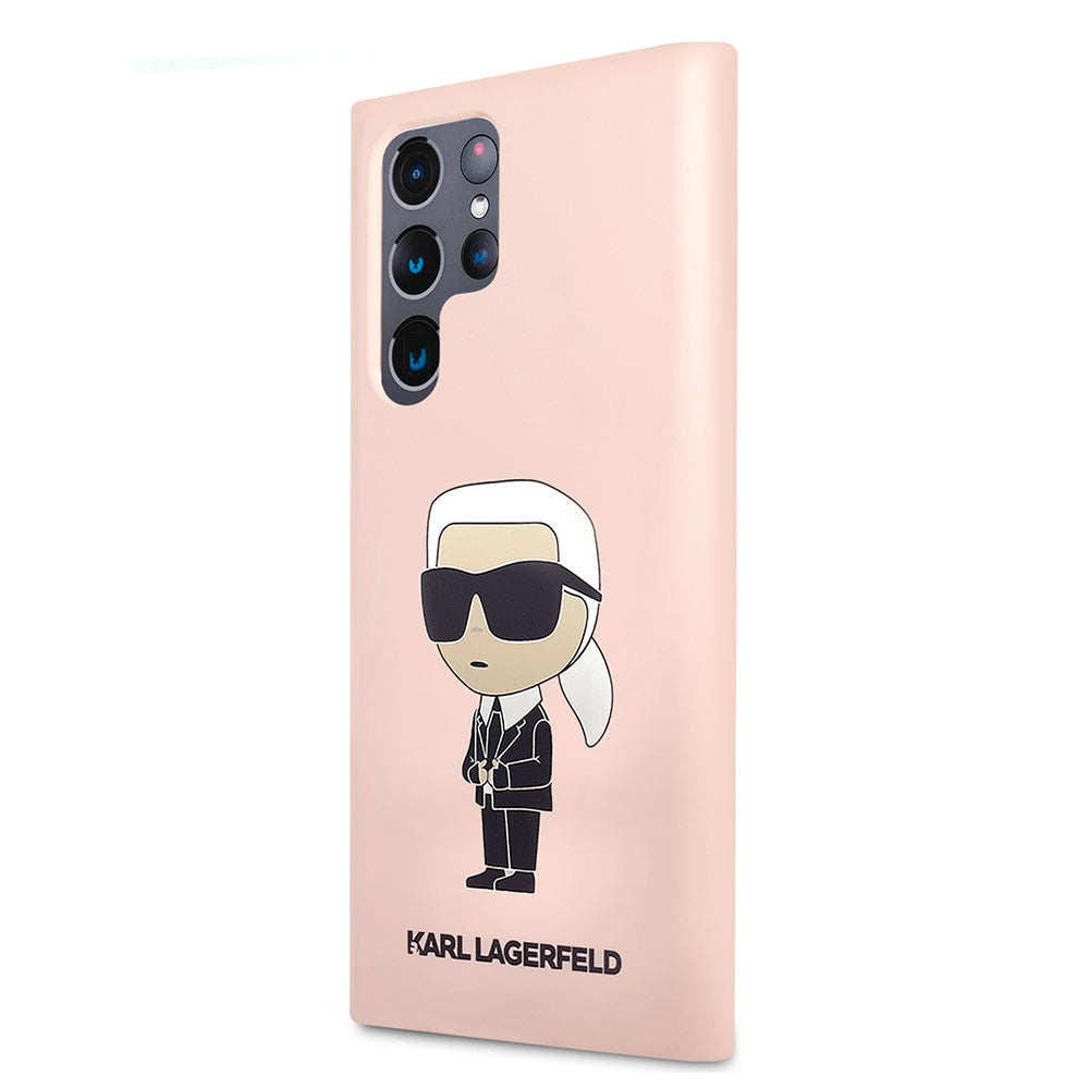 Case for Samsung Galaxy S23 Ultra S918, Karl Lagerfeld, Ikonik Karl Silicone, Pink