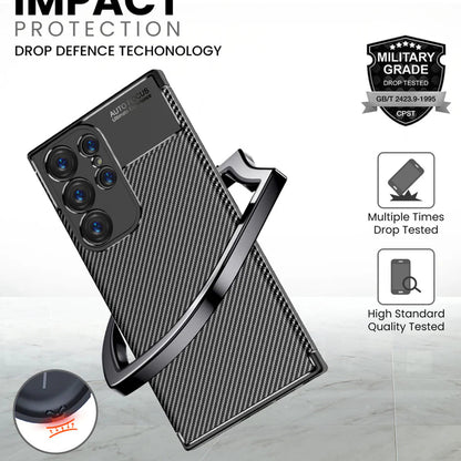 Case for Samsung Galaxy S24 Ultra S928, Techsuit, CarbonFiber, Black