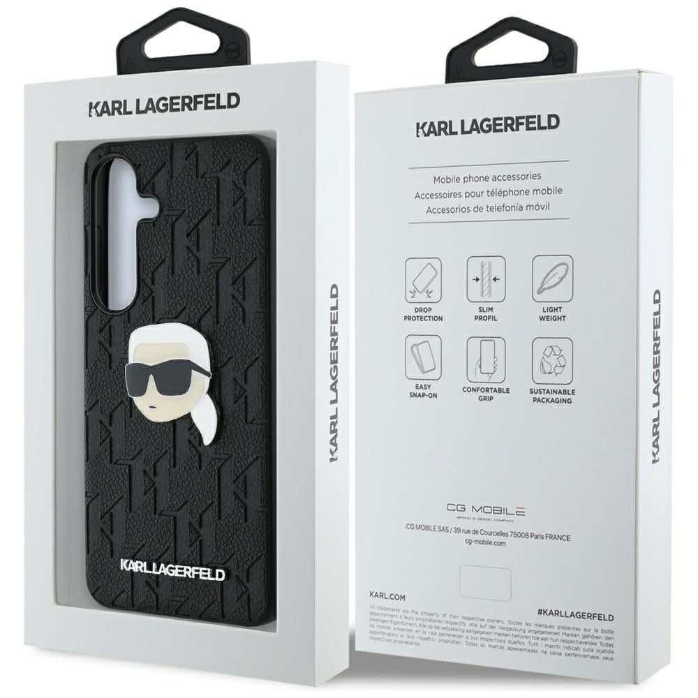 Case for Samsung Galaxy S25+ S936, Karl Lagerfeld, Monogram Karl's Head, Black