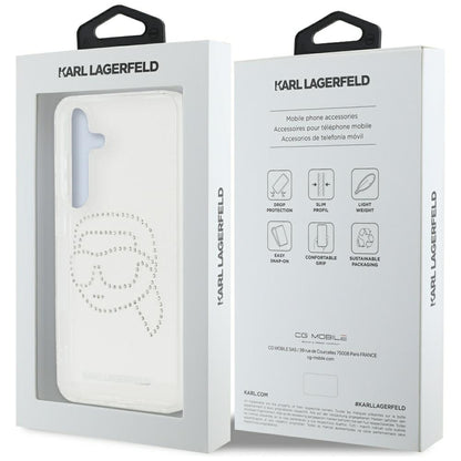 Case for Samsung Galaxy S25 S931, Karl Lagerfeld, IML Rhinestones Karl's Head, Transparent