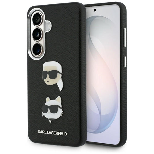 Case for Samsung Galaxy S26 Plus S947, Karl Lagerfeld, Saffiano Karl & Choupette's Head Pin, Black