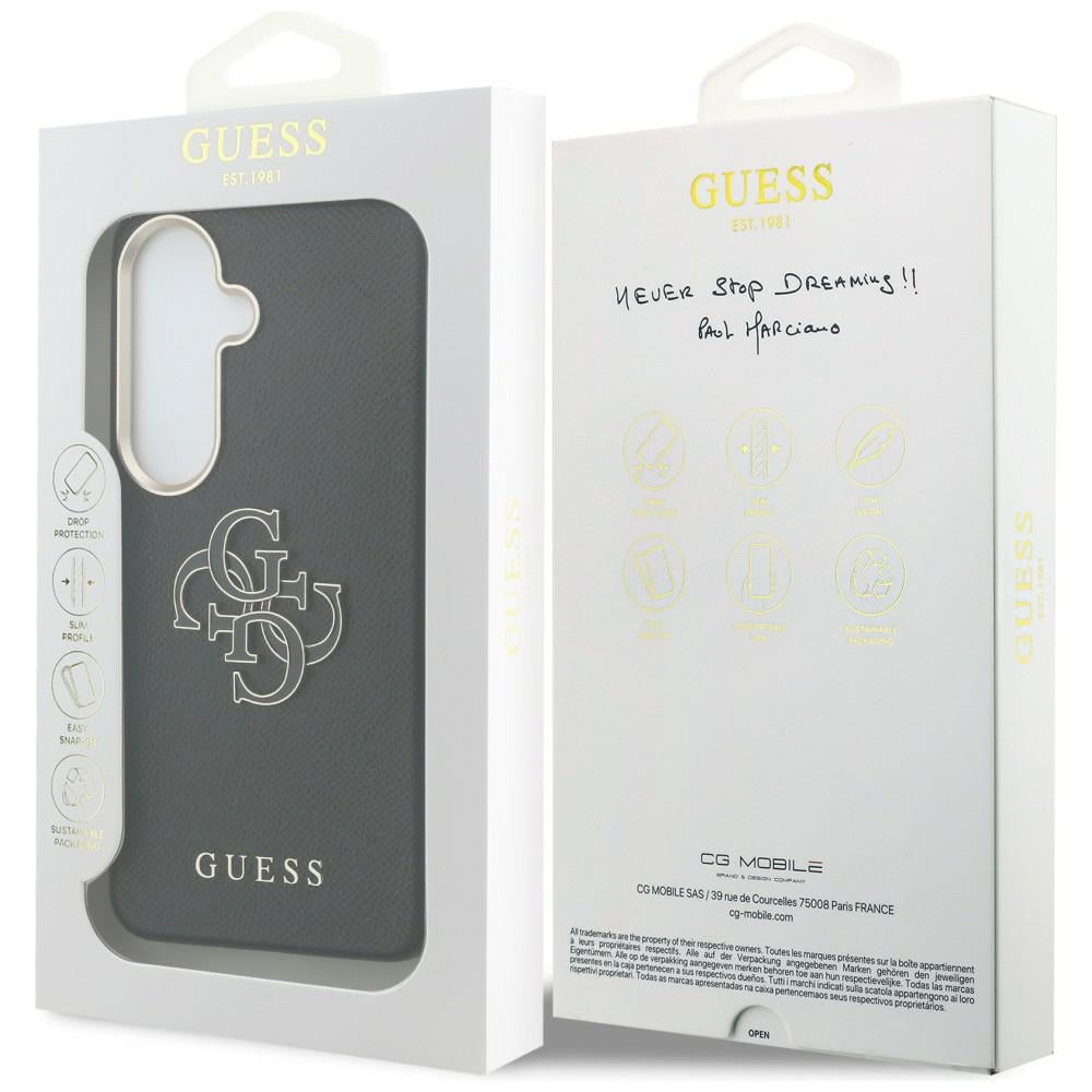 Case for Samsung Galaxy S26 S942, Guess, 4G Grained Big and Classic Logo, Black