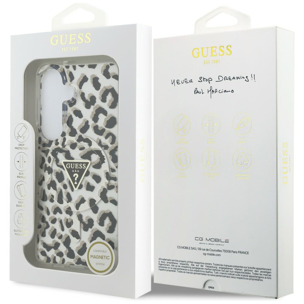 MagSafe Case for Samsung Galaxy S26 S942, Guess, IML Leopard Pattern, Black