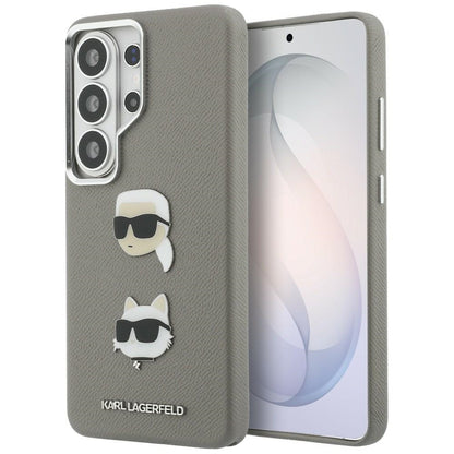 Case for Samsung Galaxy S26 Ultra S948, Karl Lagerfeld, Saffiano Karl & Choupette's Head Pin, Grey