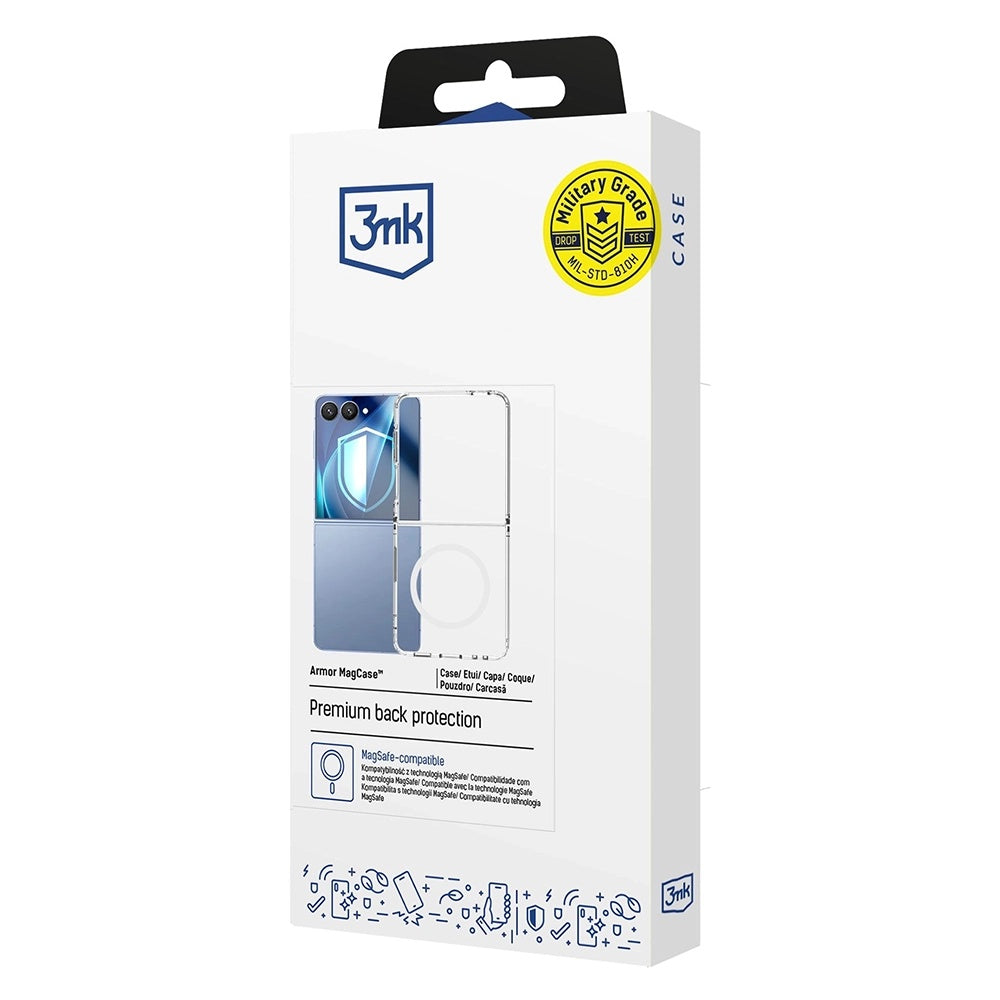 MagSafe Case for Samsung Galaxy Z Flip7 F766, 3MK, Armor MagCase, Transparent