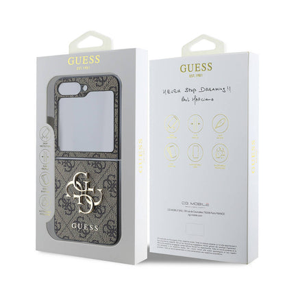 Case for Samsung Galaxy Z Flip7 F766, Guess, 4G Metal Logo, Brown