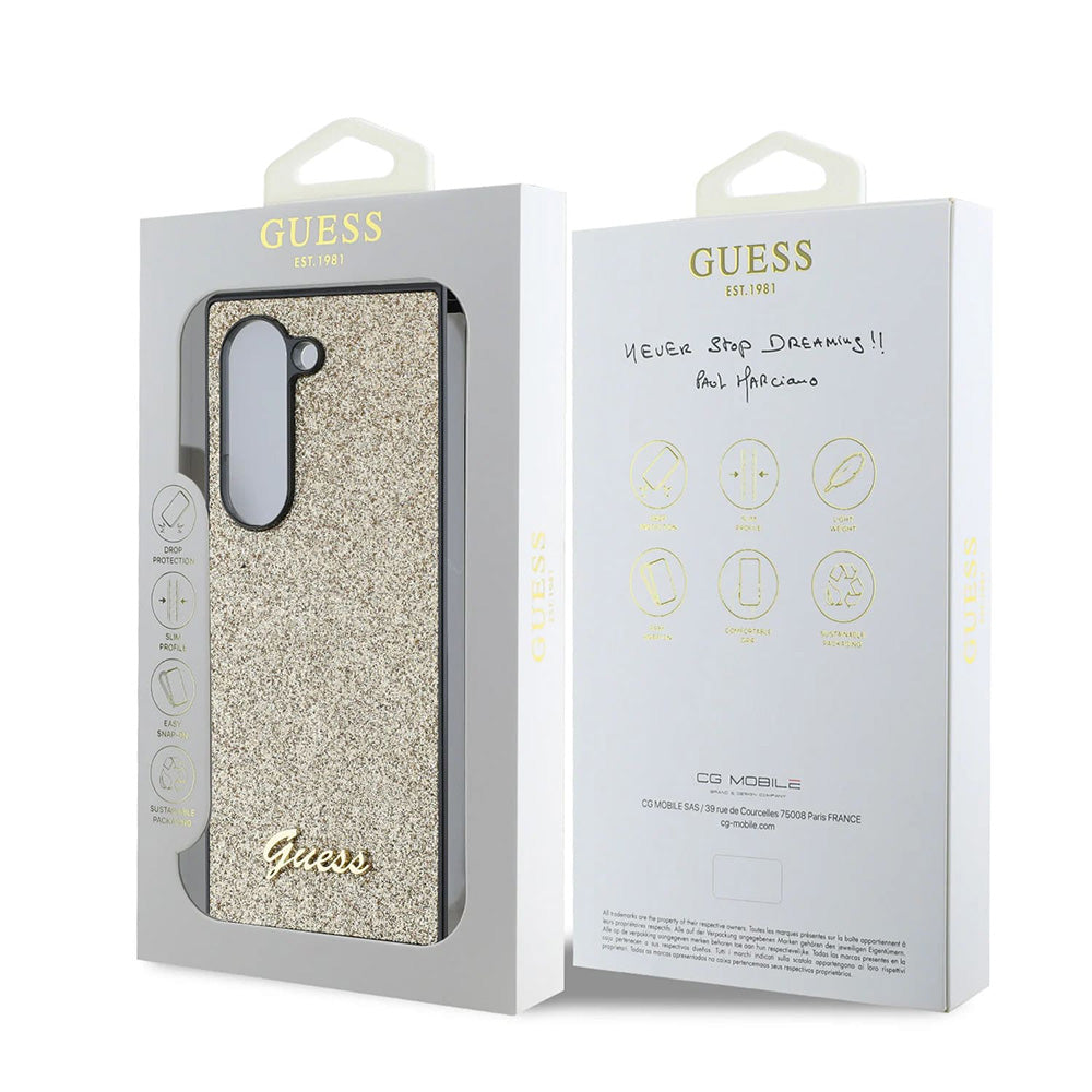Case for Samsung Galaxy Z Fold6 F956, Guess, Glitter Script, Gold