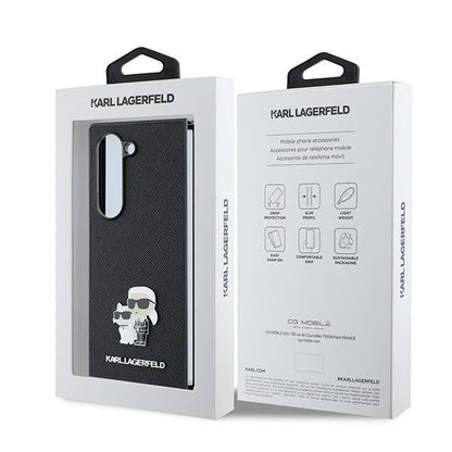 Case for Samsung Galaxy Z Fold6 F956, Karl Lagerfeld, Saffiano Karl & Choupette Metal, Black