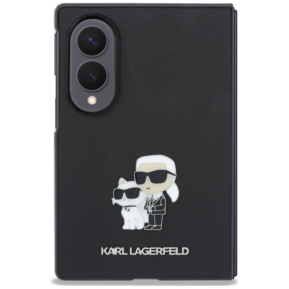 Case for Samsung Galaxy Z Fold8 F971, Karl Lagerfeld, Saffiano Karl & Choupette Metal Pin, Black