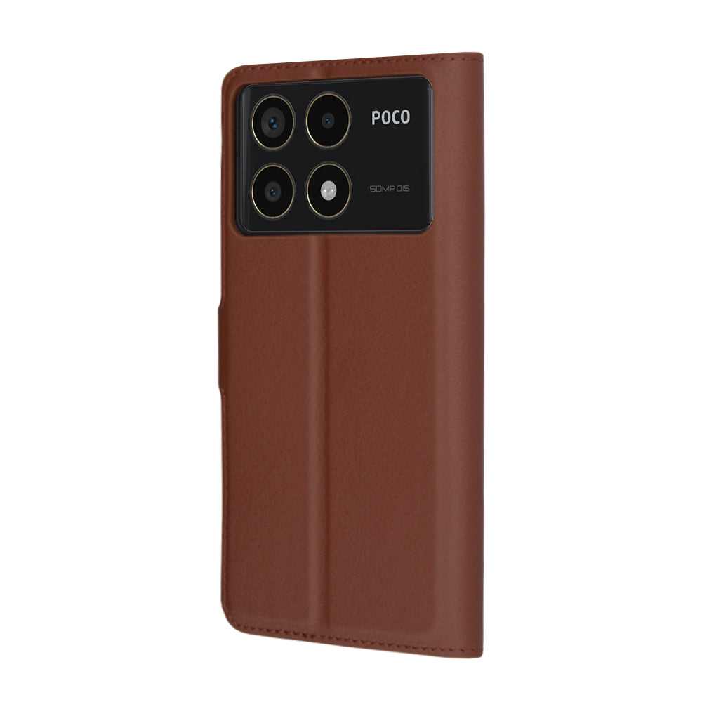 Case for Xiaomi Poco F6 Pro, Techsuit, Leather Folio, Brown