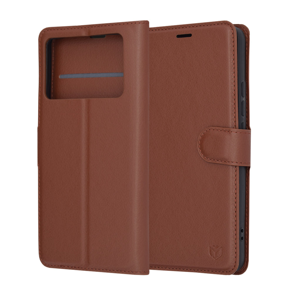 Case for Xiaomi Poco X6 Pro, Techsuit, Leather Folio, Brown