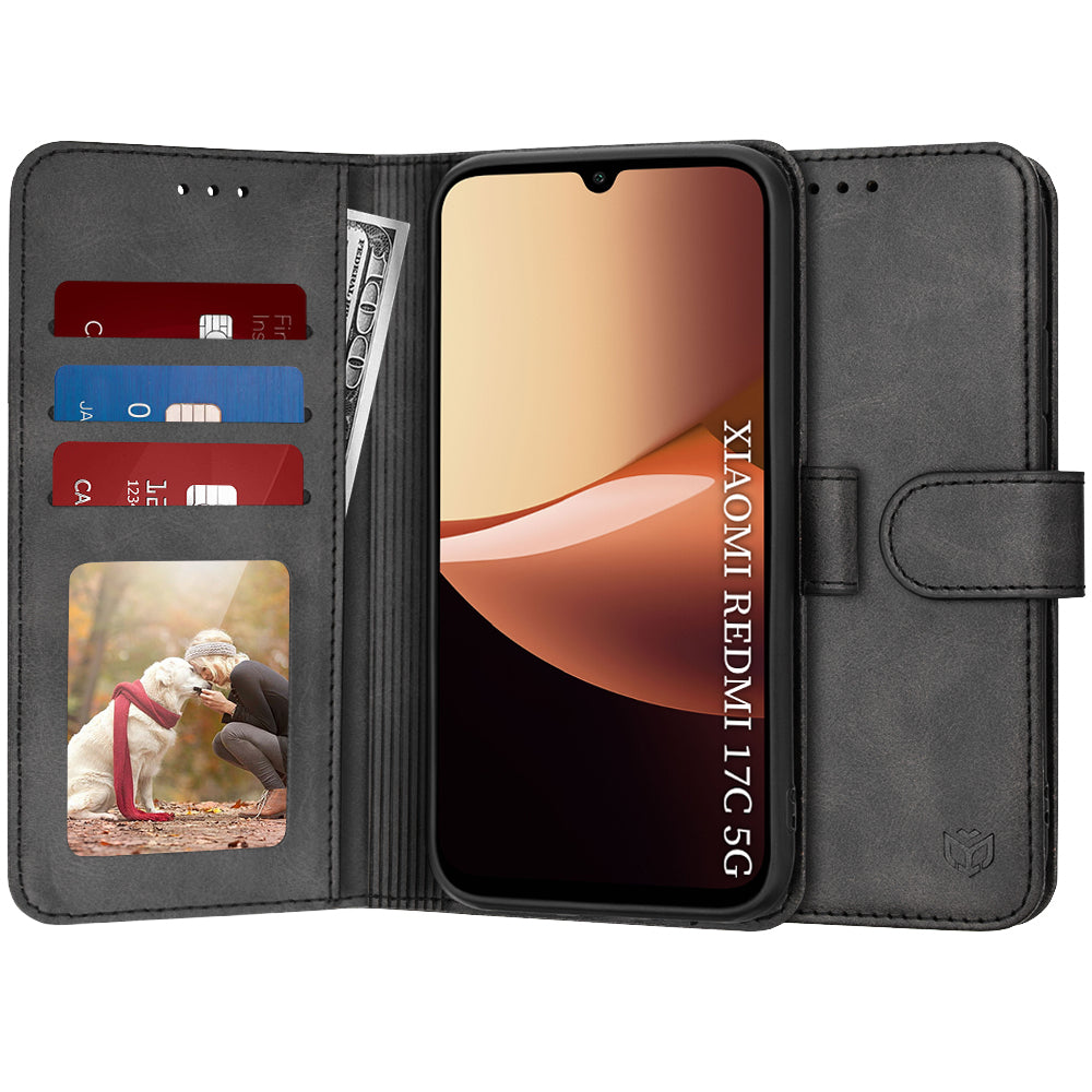 Case for Xiaomi Redmi 17C 5G, Techsuit, Diary Book, Black