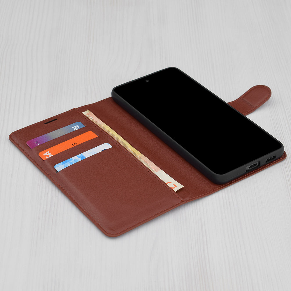 Case for Xiaomi Redmi Note 14 4G (Regional), Techsuit, Leather Folio, Brown