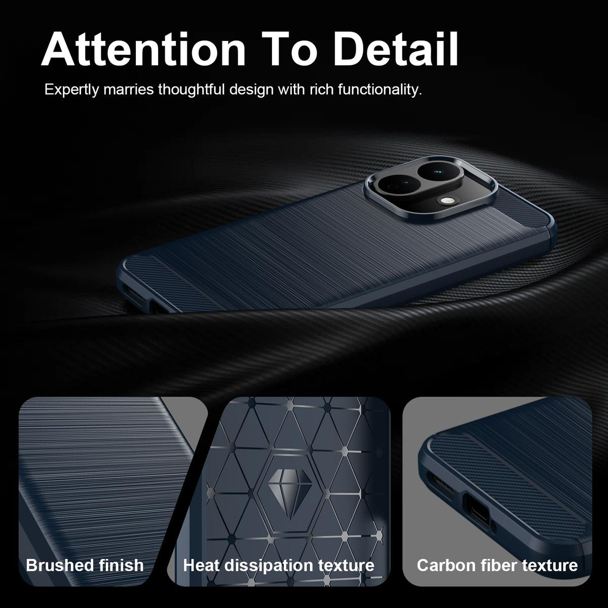 Case for Xiaomi Redmi Note 17 Pro, Techsuit, Carbon, Blue