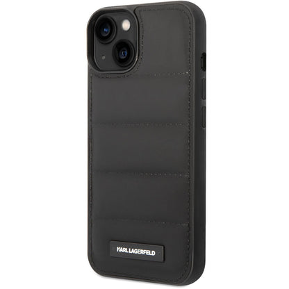 Case for Apple iPhone 14 Plus, Karl Lagerfeld, Quilted Puffy Metal Logo, Black