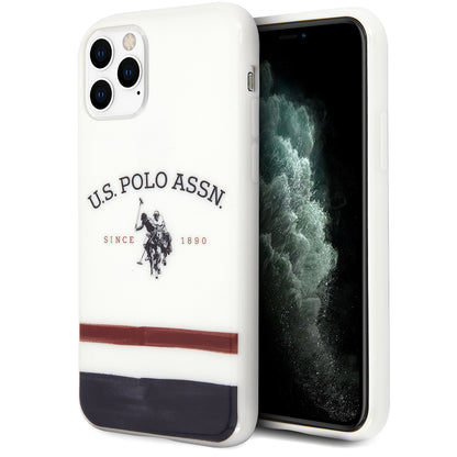 Case for Apple iPhone 11 Pro, US Polo, Tricolore Blurred, White USHCN58PCSTRB