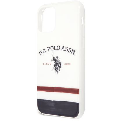 Case for Apple iPhone 11 Pro, US Polo, Tricolore Blurred, White USHCN58PCSTRB