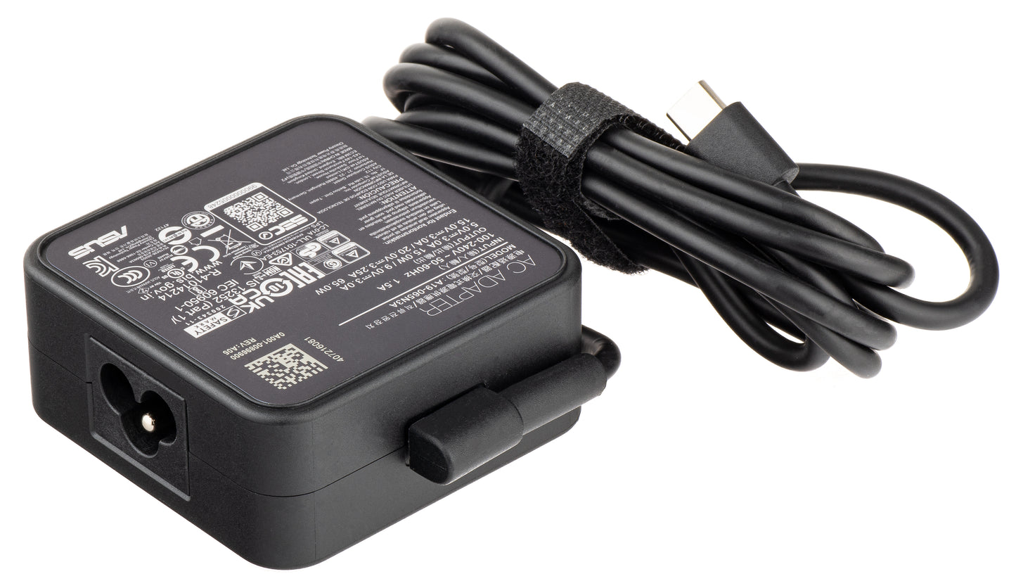 Asus AD10380 Charger, 65W, 3 Pin, USB-C, Black 0A001-00443500