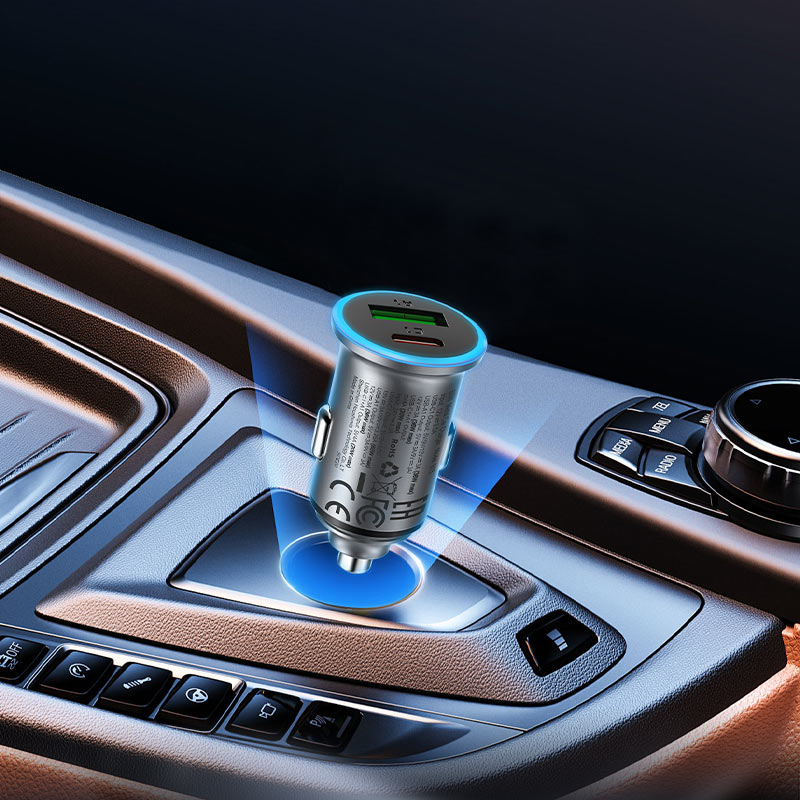 Acefast B15 Car Charger, 65W, 3.25A, 1 X USB-A - 1 x USB-C, Gray