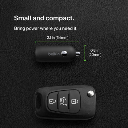 Belkin BoostCharge Car Charger, 30W, 3A, 1 x USB-C, Black CCA004btBK