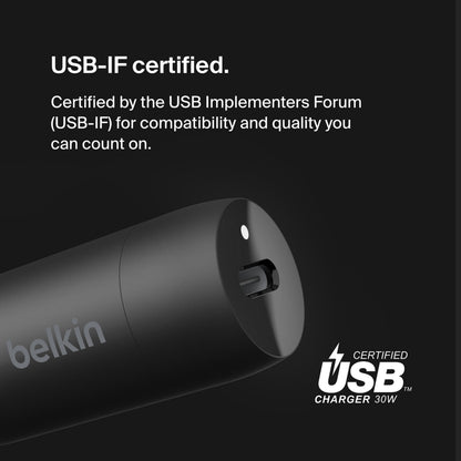 Belkin BoostCharge Car Charger, 30W, 3A, 1 x USB-C, Black CCA004btBK