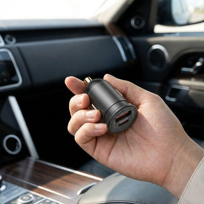 Blueo Car Charger, 35W, 3A, 1 x USB-A - 1 x USB-C, Grey