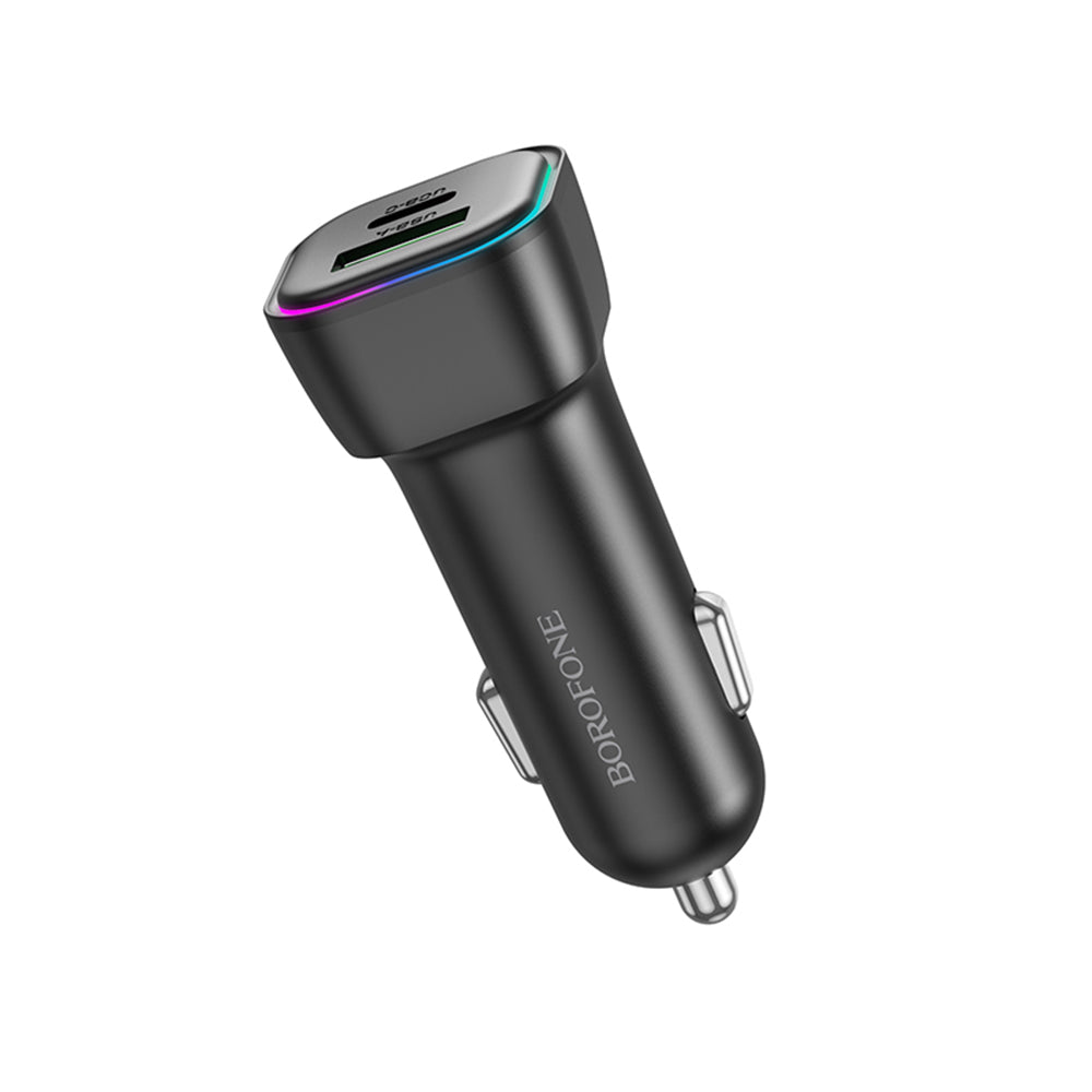 Borofone BZ28A Trophie Car Charger, 30W, 3A, 1 x USB-A - 1 x USB-C, Black
