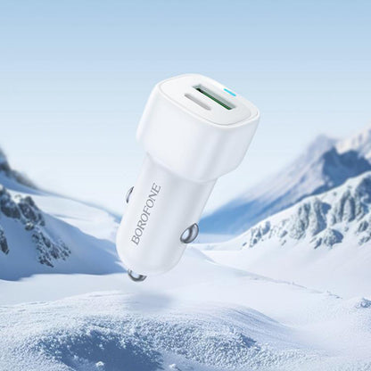 Borofone BZ34B Cloud Car Charger, 20W, 3A, 1 x USB-A - 1 x USB-C, White