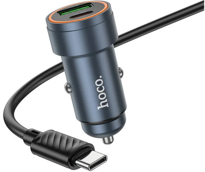 Car Charger with USB-C Cable HOCO Z57A, 30W, 3A, 1 x USB-A - 1 x USB-C, Gray