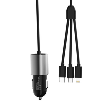Car Charger With Lightning / microUSB / USB-C Cable Dudao R5ProN, 17W, 3.4A, 1 x USB-A, Black