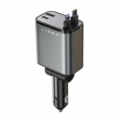 Lisen Car Charger with USB-C / Lightning Cable, 69W, 3A, 1 x USB-A - 1 x USB-C, Black YL0224040031