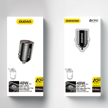 Dudao R3MAX Car Charger, 48W, 3A, 1 x USB-A - 1 x USB-C, Black