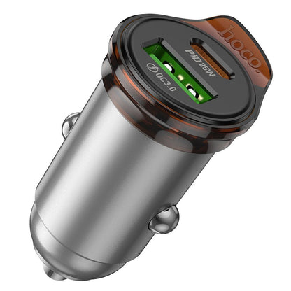 HOCO NZ16A Car Charger, 43W, 3A, 1 x USB-A - 1 x USB-C, Gray