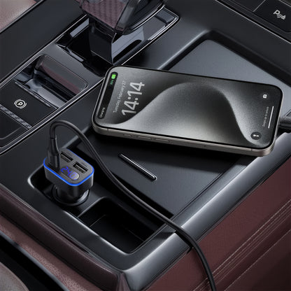 HOCO Z63A Display Car Charger, 42W, 3A, 1 x USB-C - 2 x USB-A, Black