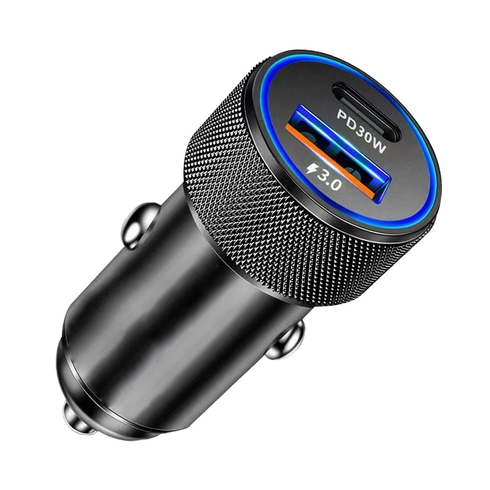 Techsuit C2 VoltDuo Car Charger, 30W, 3A, 1 x USB-A - 1 x USB-C, Black