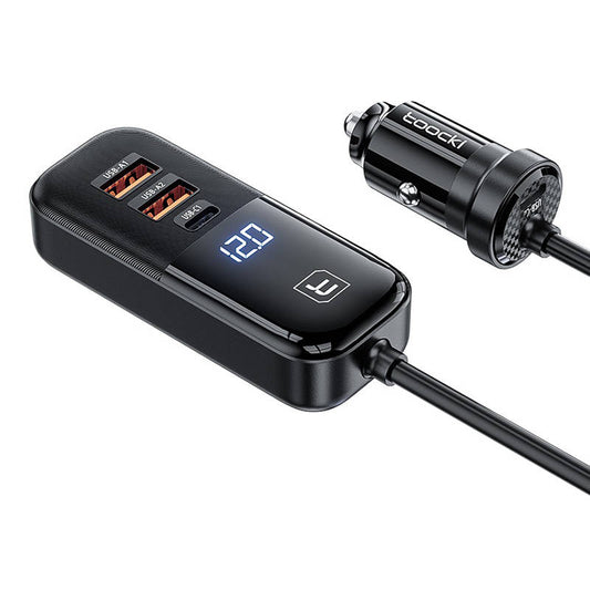 Toocki Car Charger 2A+2C, 120W, 3A, 2 x USB-A - 2 x USB-C, Black TCC2C2AXJ01