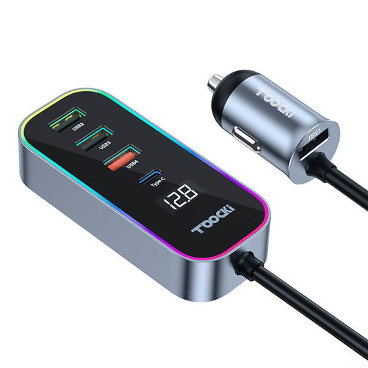 Toocki Car Charger 4A+1C, 105W, 3A, 1 x USB-C - 4 x USB-A, Black TCC4A 1C-XC0G