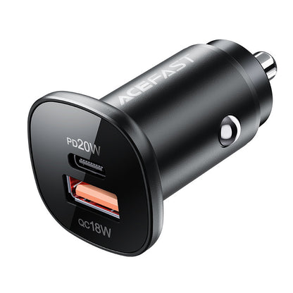 Acefast B1 Car Charger, 38W, 3A, 1 x USB-A - 1 x USB-C, Black