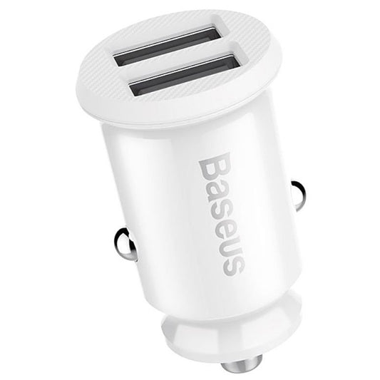 Car Charger Baseus Grain, 10.5W, 2.1A, 2 x USB-A, White CCALL-ML02