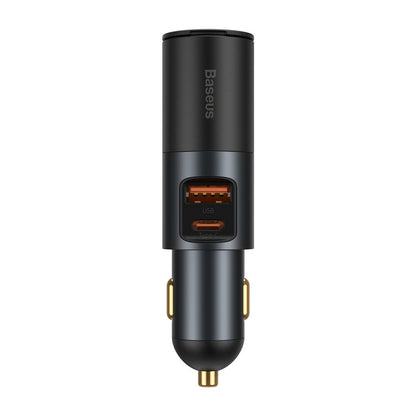 Baseus Share Together Car Charger, 120W, 3A, 1 x Cigarette Lighter Extension - 1 x USB-A - 1 x USB-C, Gray CCBT-C0G