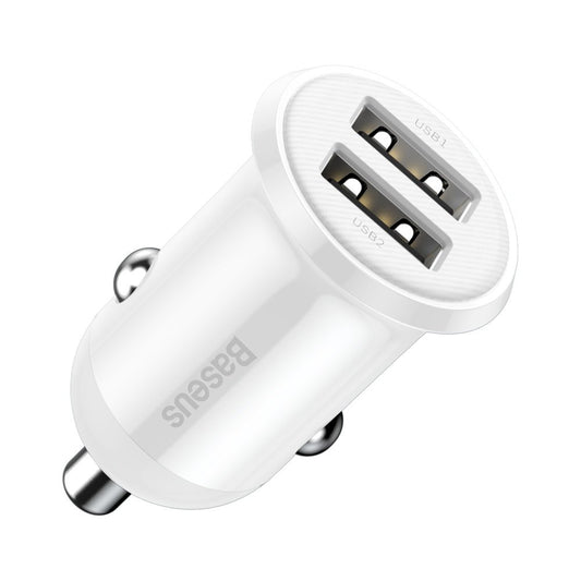 Baseus Grain Pro Car Charger, 24W, 2.4A, 2 x USB-A, White CCALLP-02