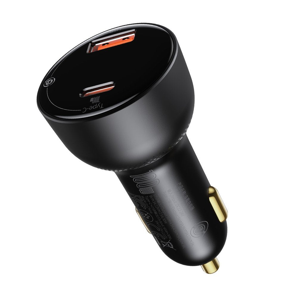 Baseus Superme Car Charger, 100W, 5A, 1 x USB-A - 1 x USB-C, Black CCZX-01