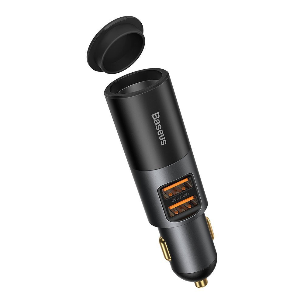 Baseus Share Together Car Charger, 120W, 3A, 1 x Cigarette Lighter Extension - 2 x USB-A, Black CCBT-D0G 