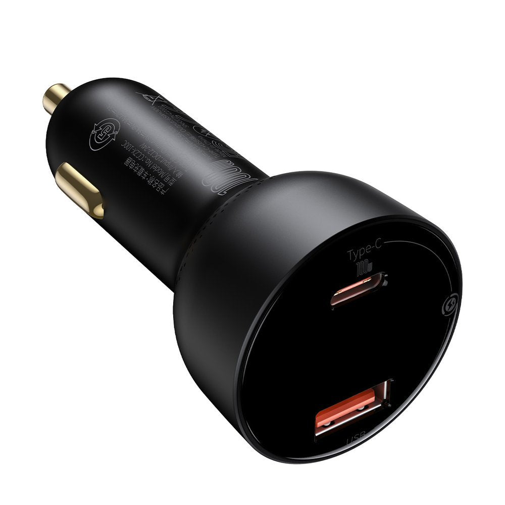 Baseus Superme Car Charger, 100W, 5A, 1 x USB-A - 1 x USB-C, Black CCZX-01