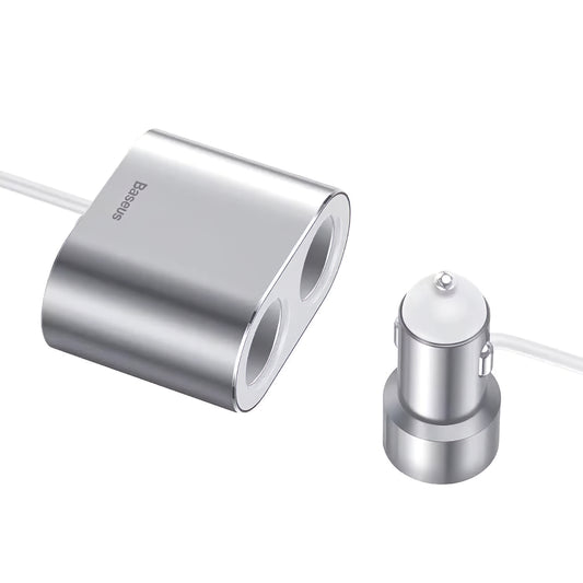 Baseus High Efficiency Car Charger, 95W, 2.1A, 2 x Cigarette Lighter Extension - 2 x USB-A, Silver CRDYQ-0S CRDYQ-0S 