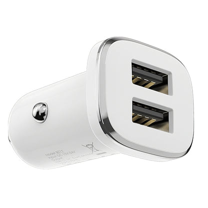 Borofone BZ12 Car Charger, 12W, 2.4A, 2 x USB-A, White