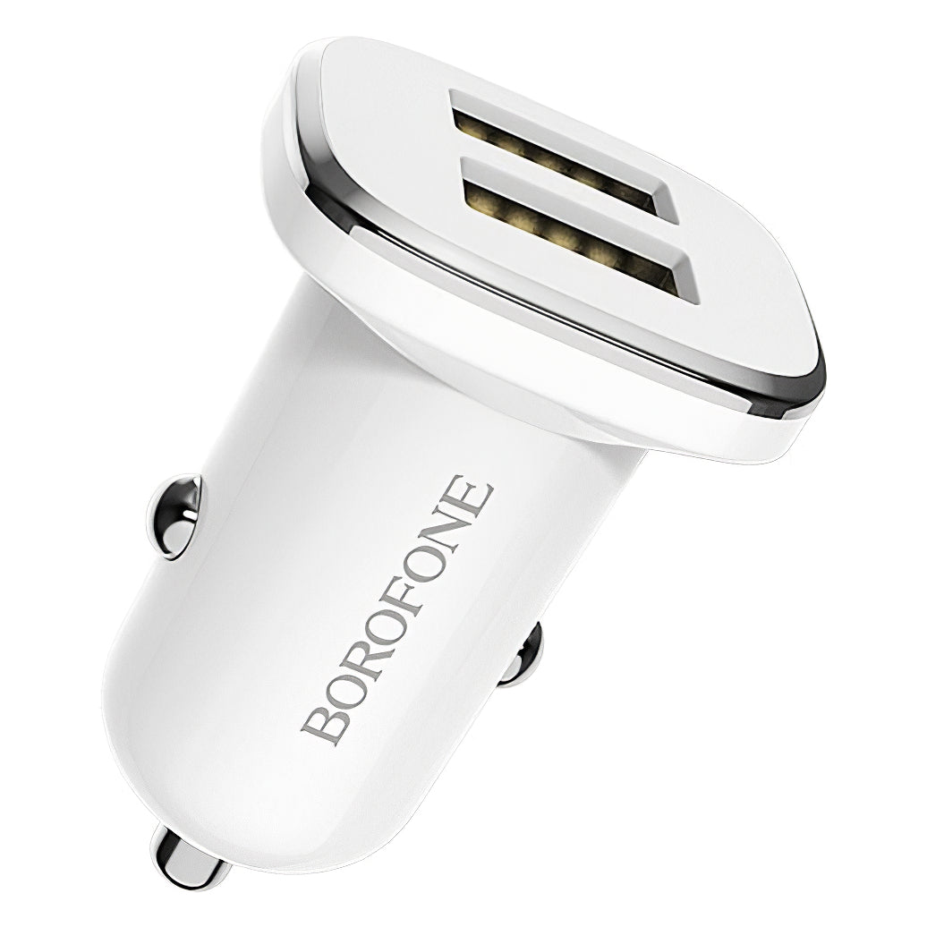 Borofone BZ12 Car Charger, 12W, 2.4A, 2 x USB-A, White