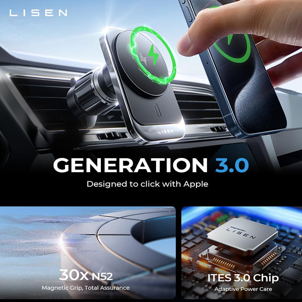 Lisen Wireless Car Charger, 15W, 1.67A, Black YL0223070009