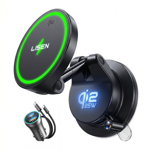 Lisen W608 Pro Wireless Car Charger, 25W, Black YL0225090001